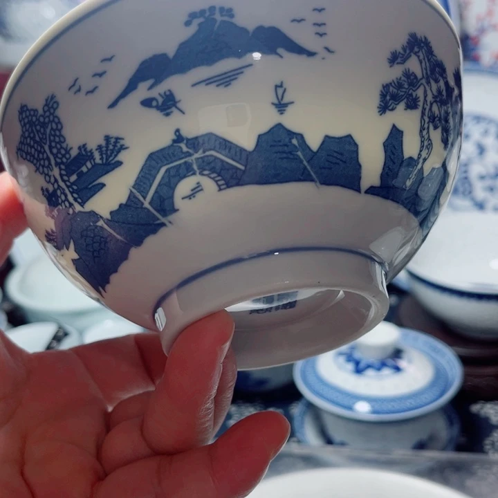 青花玲珑5.5寸饭碗梧桐