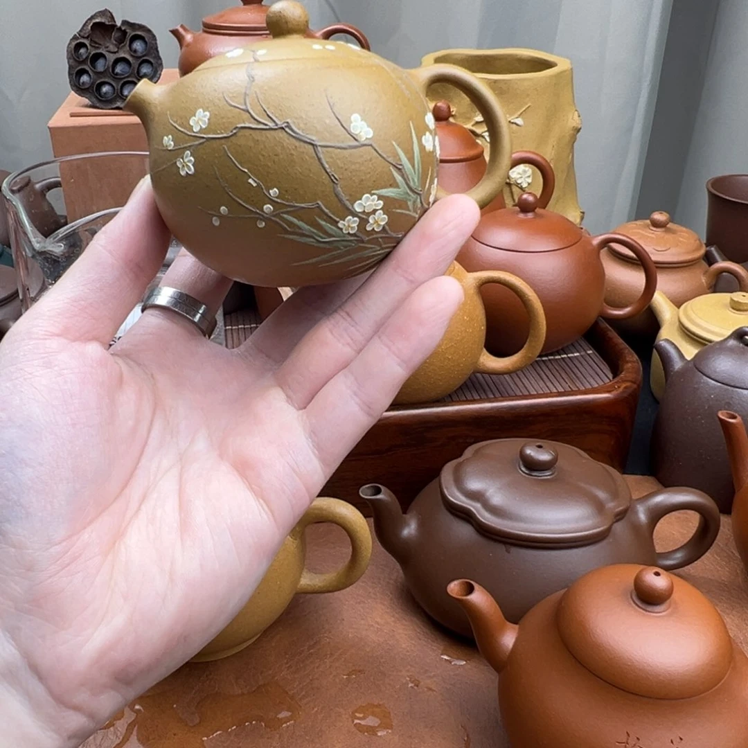 茶壶紫砂泥绘西施 黄金段 150cc