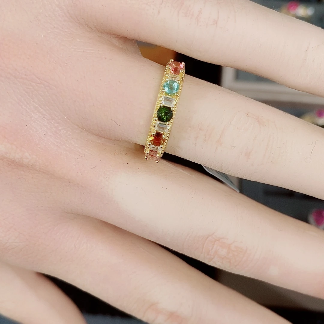 碧玺戒指银S925镶嵌