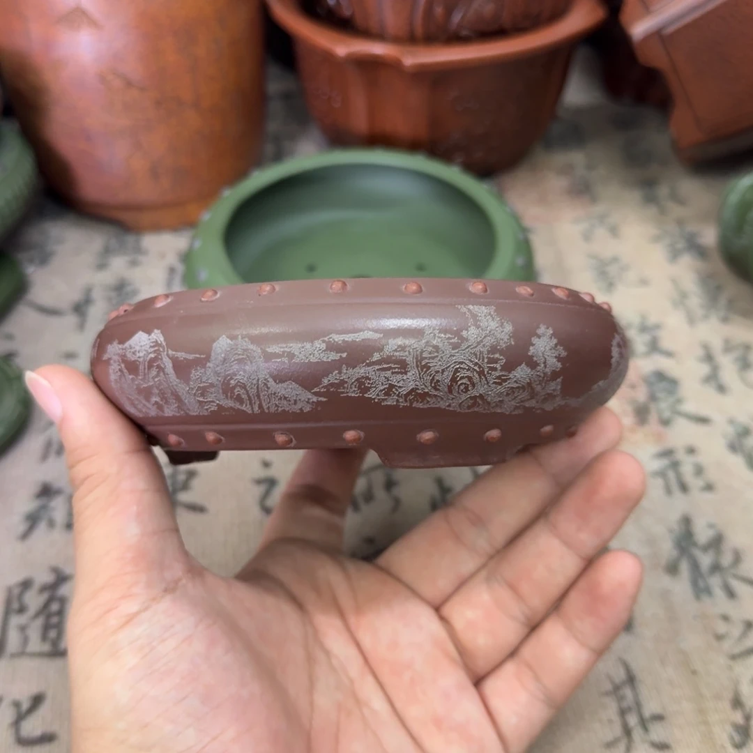 紫砂花盆10.8x3内经紫砂花盆