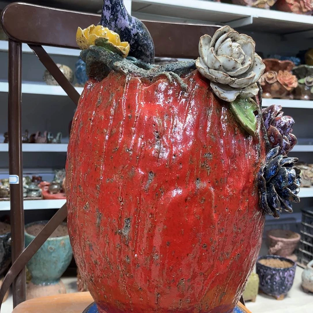 泥塑妞*古镇炻陶花盆换盆补清