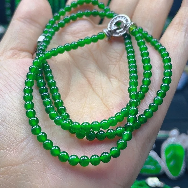 翡翠未镶嵌颈饰天然A货翡翠玻璃种帝绿3.8
