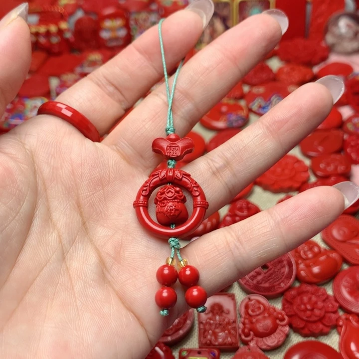 天然辰砂工艺品朱砂手机坠
