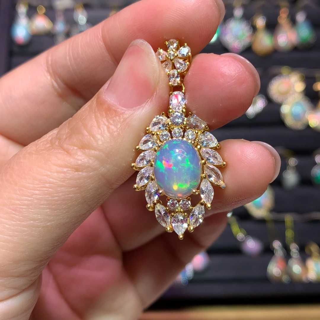 银S925镶嵌欧泊吊坠款式