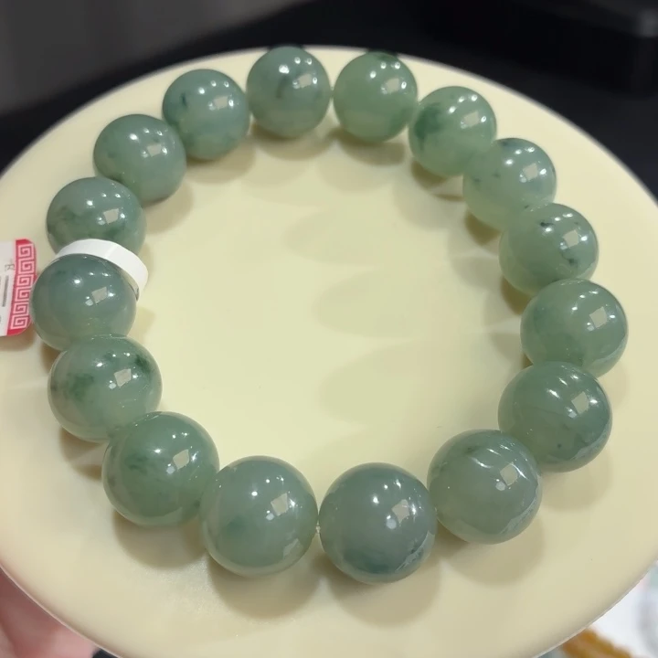 翡翠未镶嵌手链冰胶绿飘卡13.5
