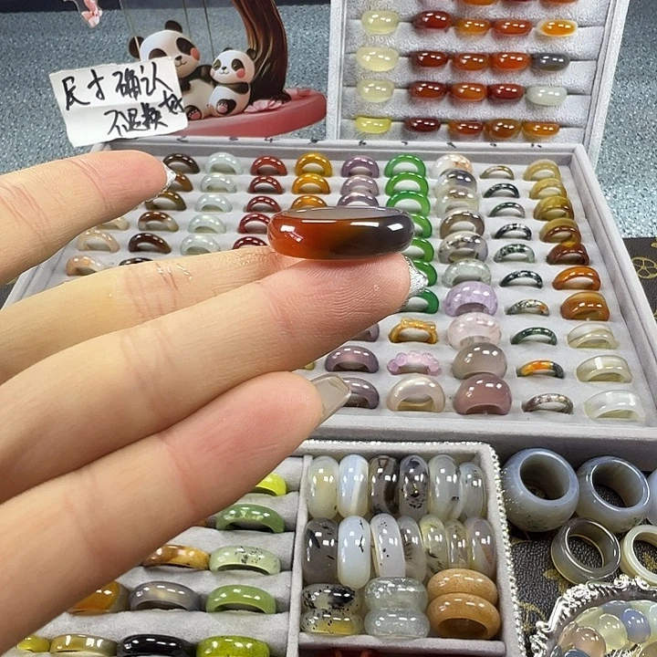 玛瑙/玉髓未镶嵌戒圈A21不退换18港18