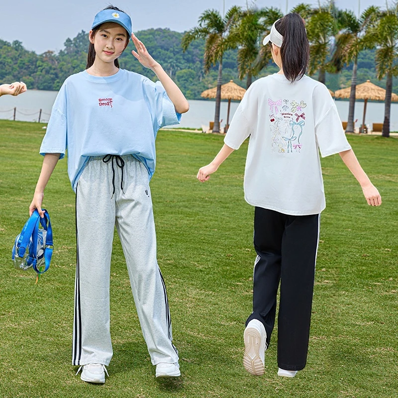 女童夏装套装新款时尚宽松女大童夏季薄款阔腿透气女孩韩版学生