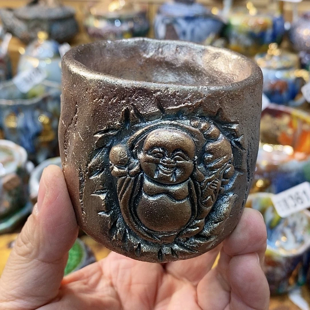 粗陶志野柴烧茶器