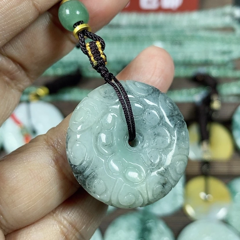 【闪购商品】翡翠颈饰未镶嵌玉吊坠翡翠玉飘花算盘扣
