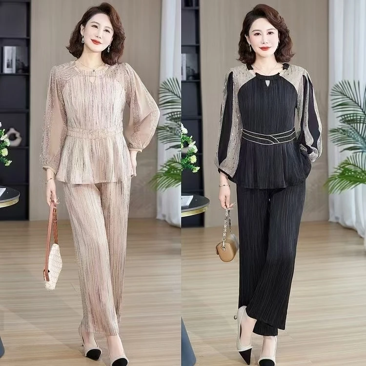 3333-时尚妈妈春秋小衫洋气中老年上衣减龄小衫