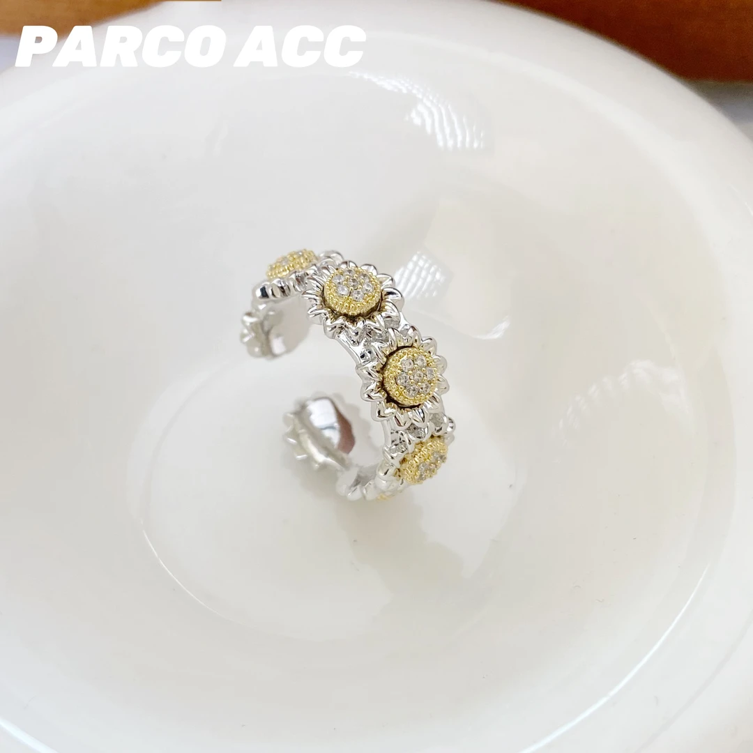 铜合金合成锆石戒指 C601 权志龙同款向日葵戒指