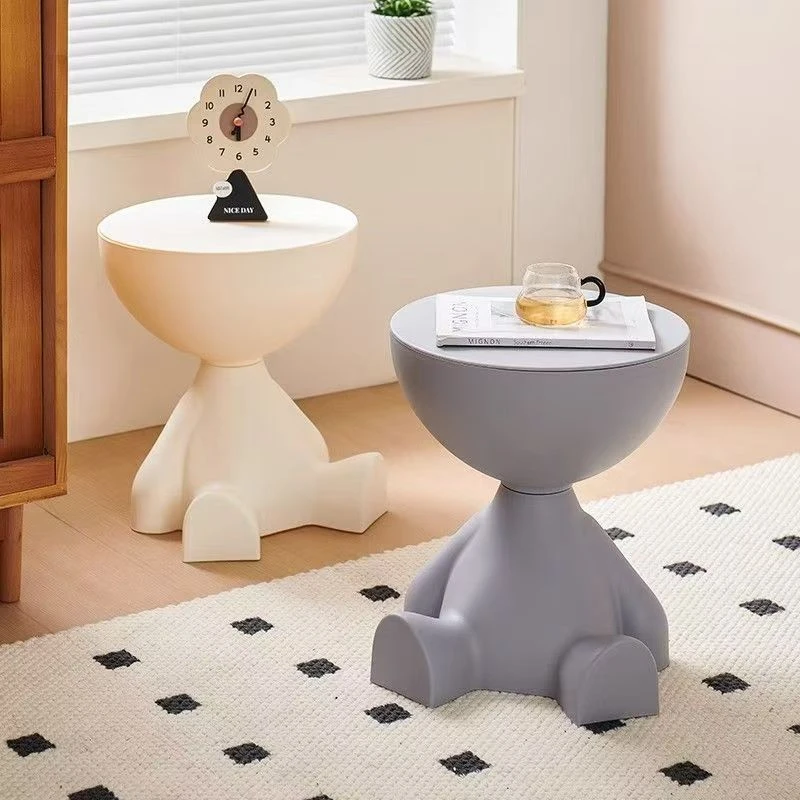 奶油网红客厅小平头茶几沙发躺平家用简约床头塑料卧室小户型边桌