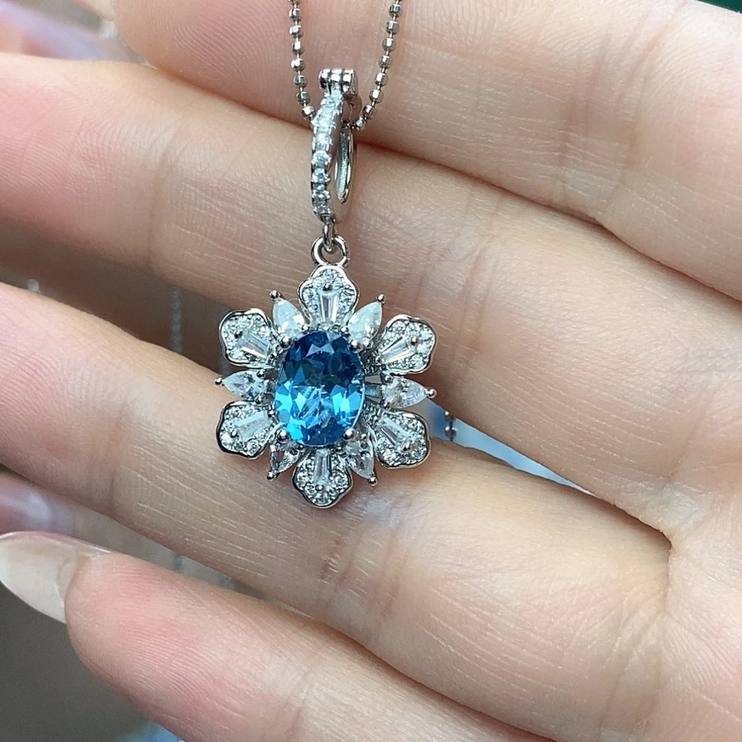 银S925镶嵌项链托帕石