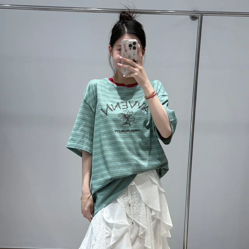 AVVENN|25设计师品牌新款25年秋季休闲小众印花T恤时尚宽松夏季