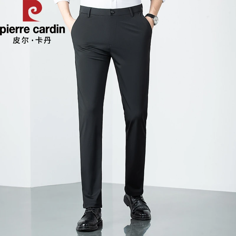 【皮尔卡丹官方正品】西裤男款2025年黑色男士休闲裤弹力修身直筒裤