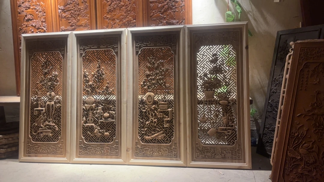 东阳木雕深雕博古挂屏