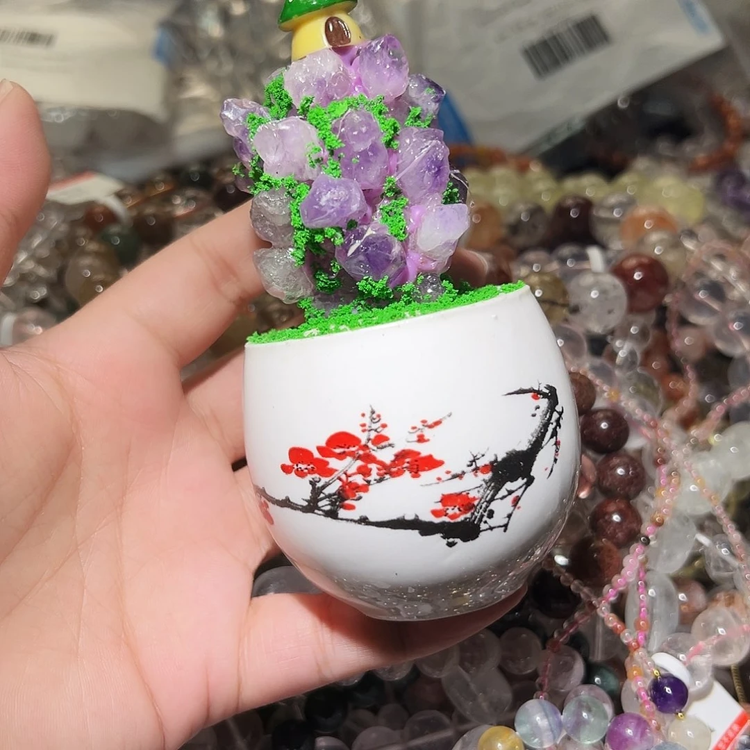 水晶手链未镶嵌紫水晶摆件
