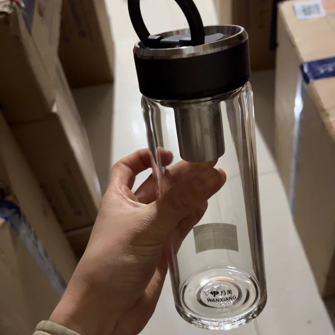 万象u330黑色单层烫手玻璃杯520杯套