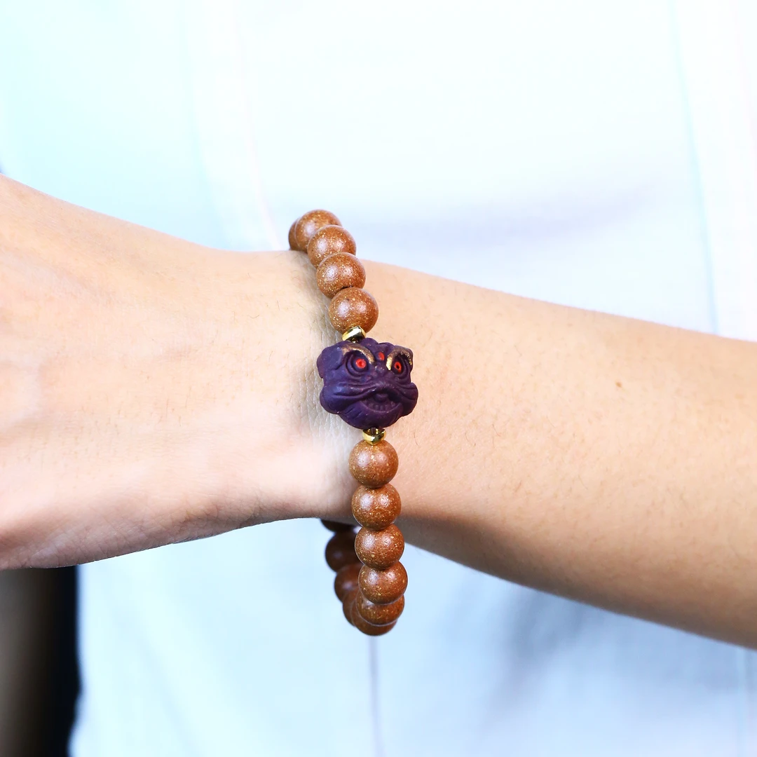 非遗合香 古方 8mm安宫香 搭配 紫花蕊醒狮 单圈手串