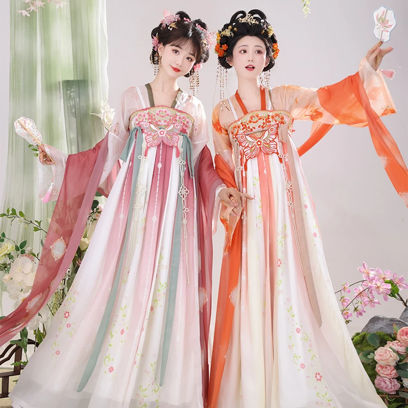 2024新款唐制汉服女复原风齐胸襦裙原创闺蜜日常仙气春款套装