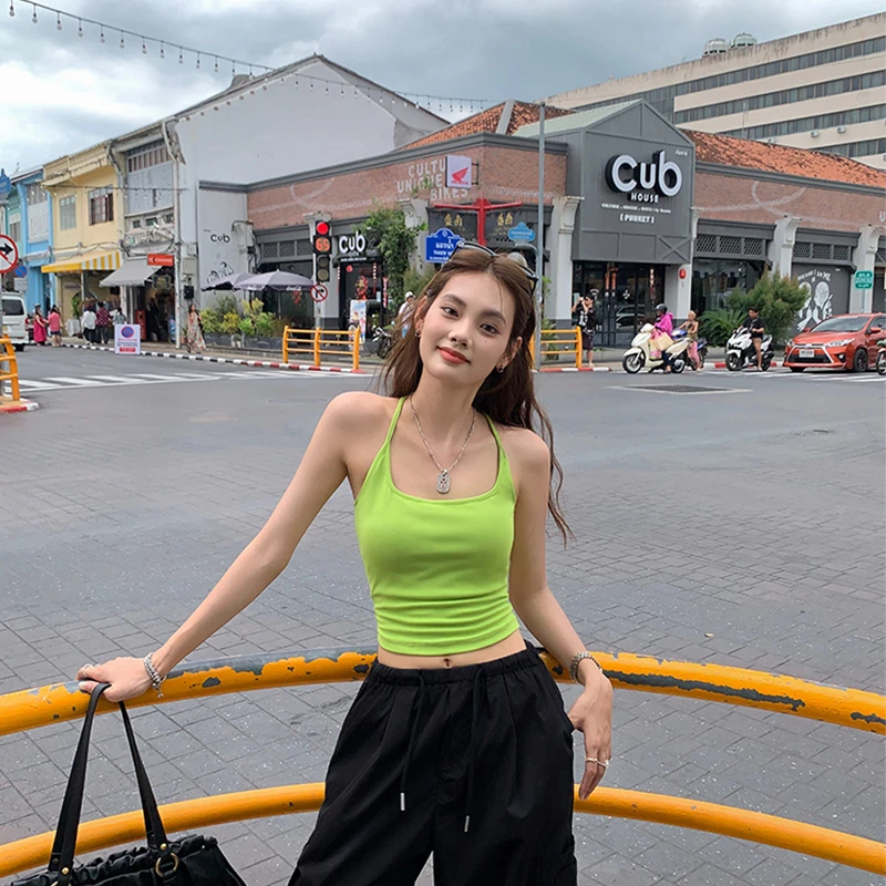 【海岛甜心】美式辣妹背心工字背显瘦修身吊带设计感收腰内搭外穿夏