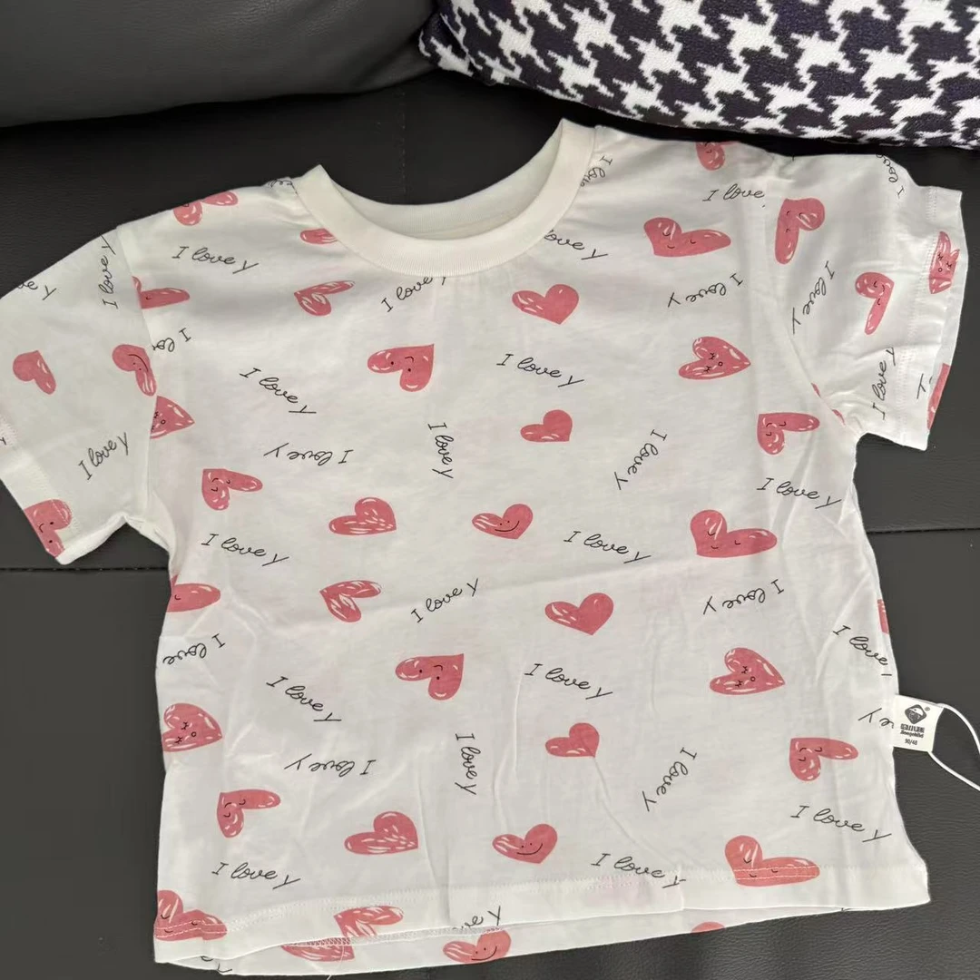 品牌女童T恤短袖夏印花字母小童打底上衣儿童半袖体恤XGT43886