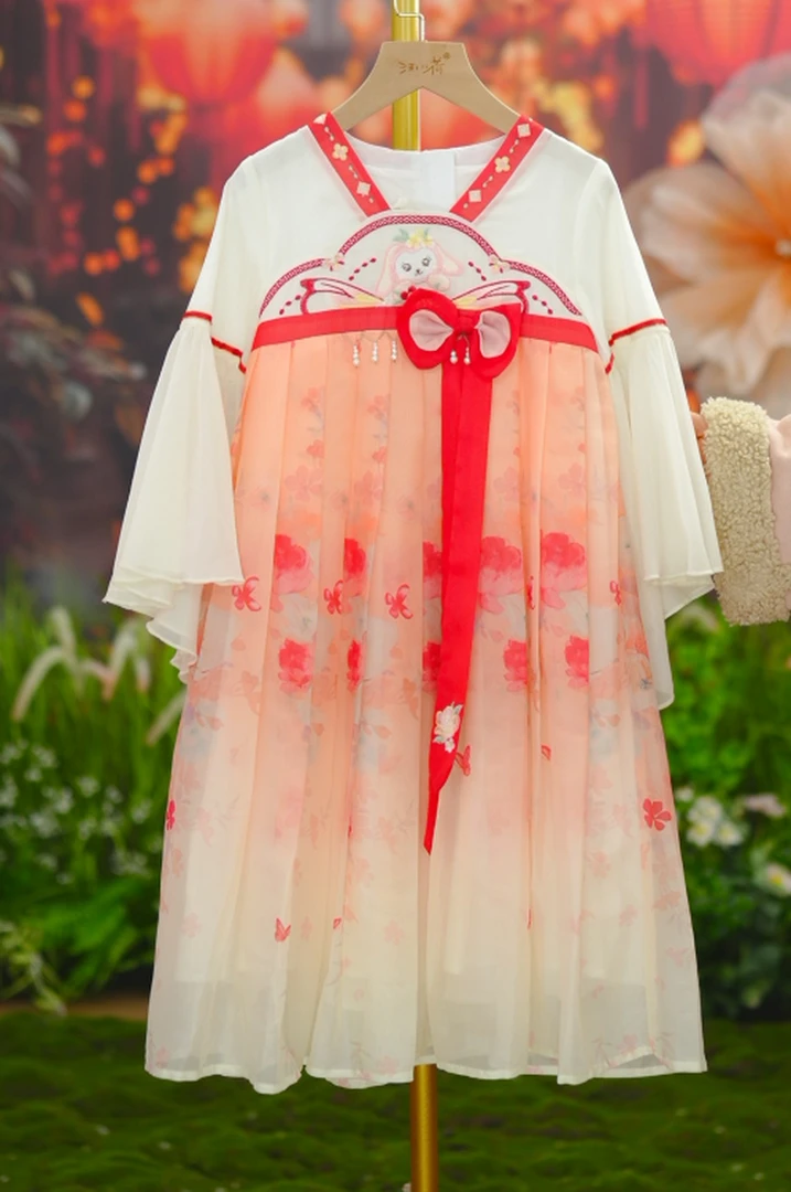 汪小荷品牌清货女童中国风14a裙子（连衣裙）X23302-A