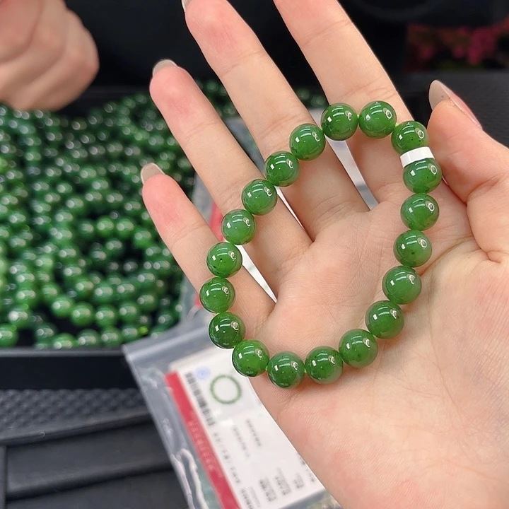 颈饰未镶嵌和田玉碧玉卡10手串