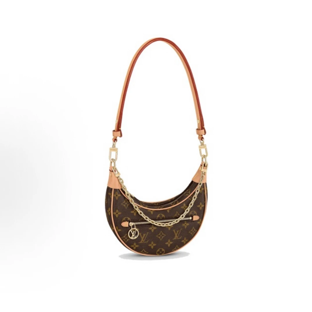 未使用 LouisVuitton/路易威登 LV 老花满印月亮包 腋下包闲置新