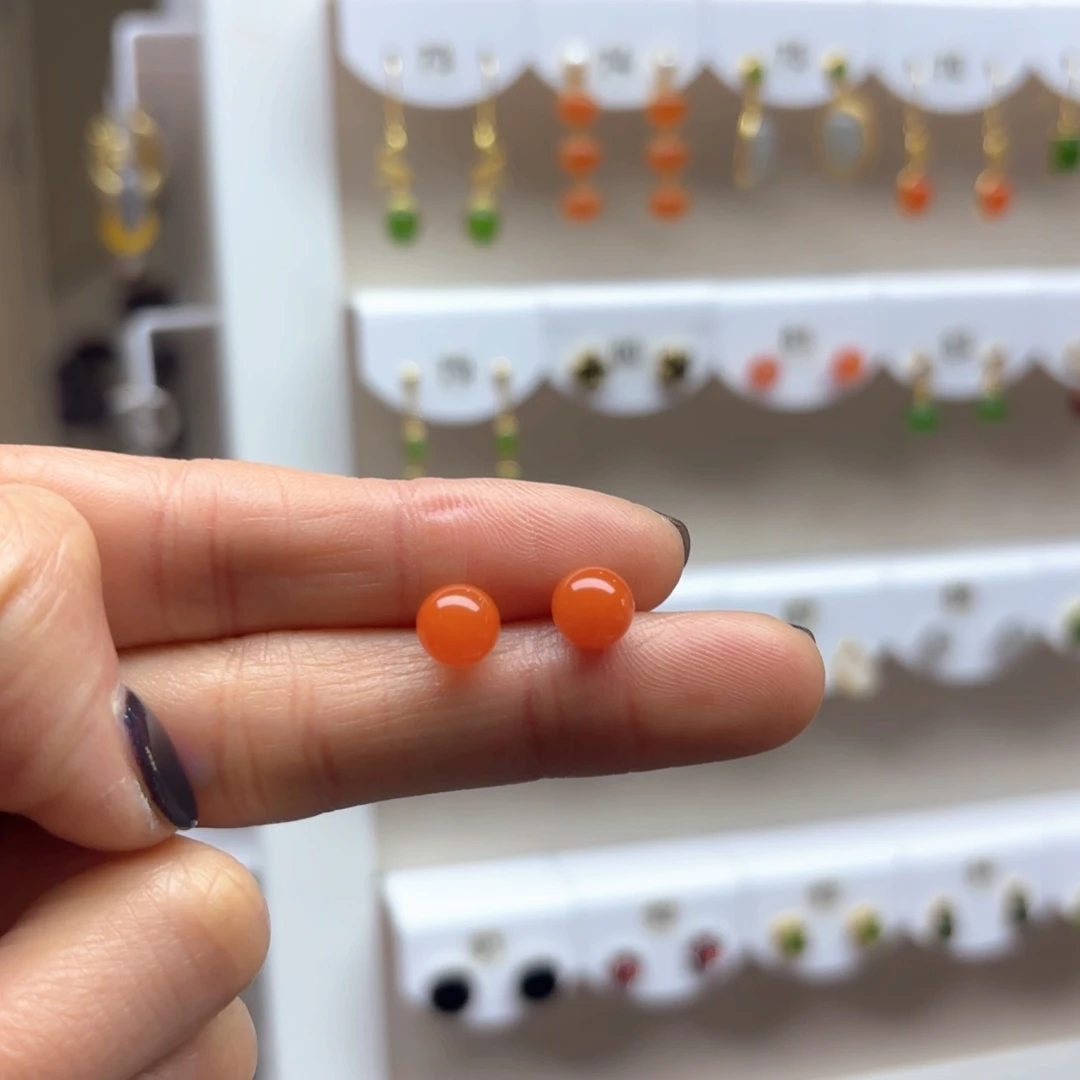 南红玛瑙耳饰银S925镶嵌2