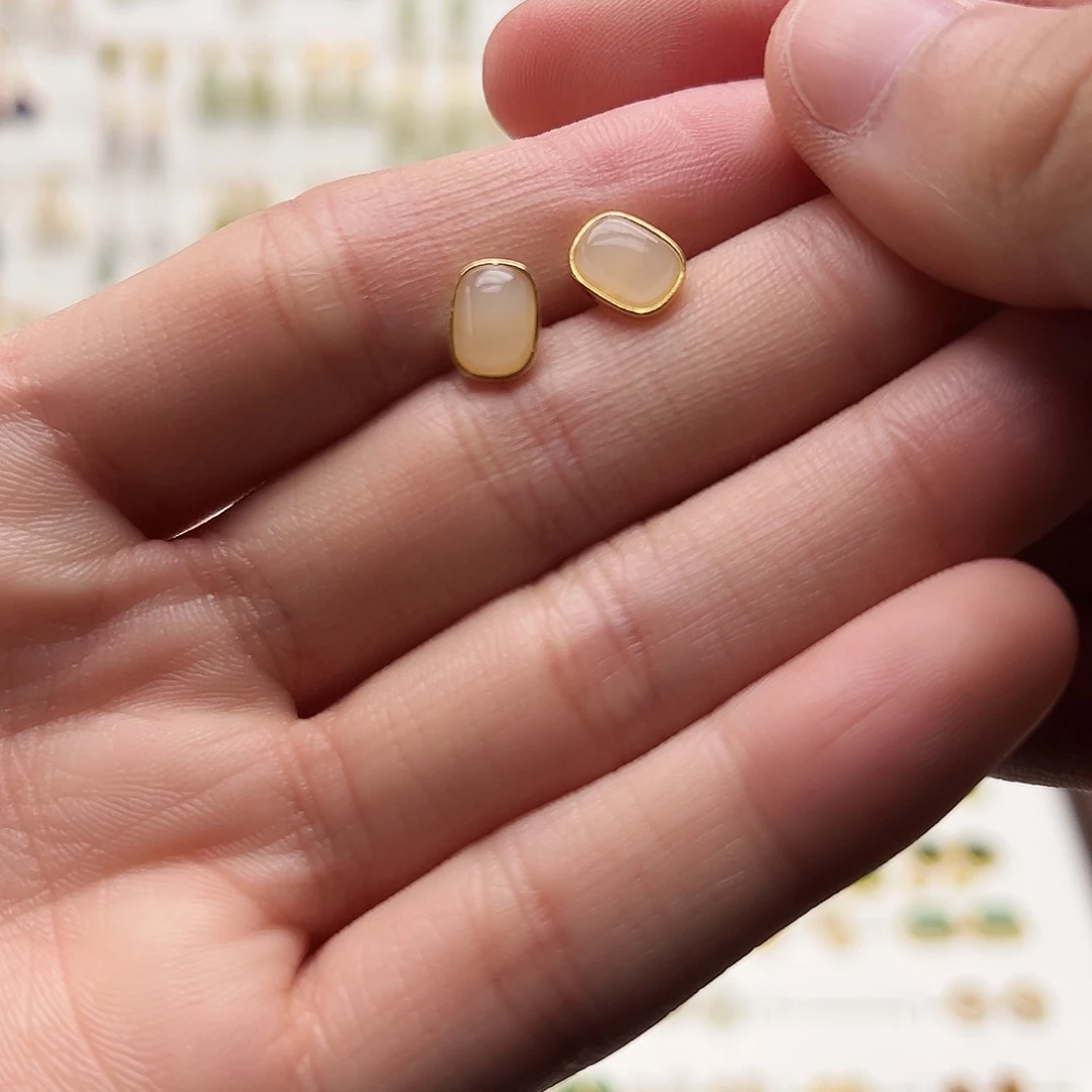 银S925镶嵌和田玉耳饰