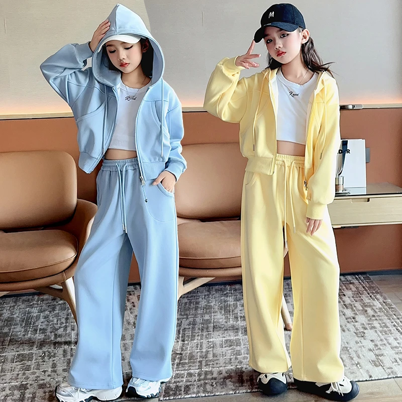 NEXTVSTO女童秋装套装2025新款女大童洋气秋季运动外套卫衣两件套