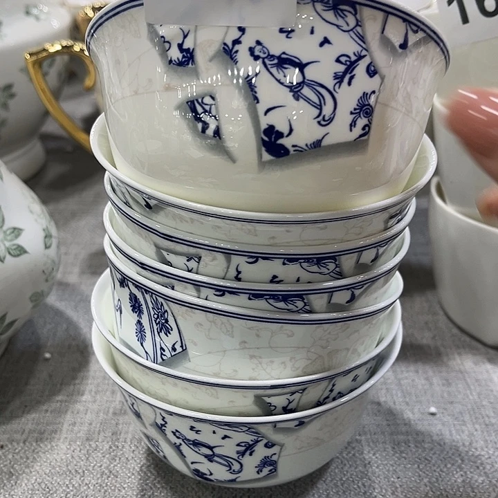 陶摆件六个米饭碗微瑕