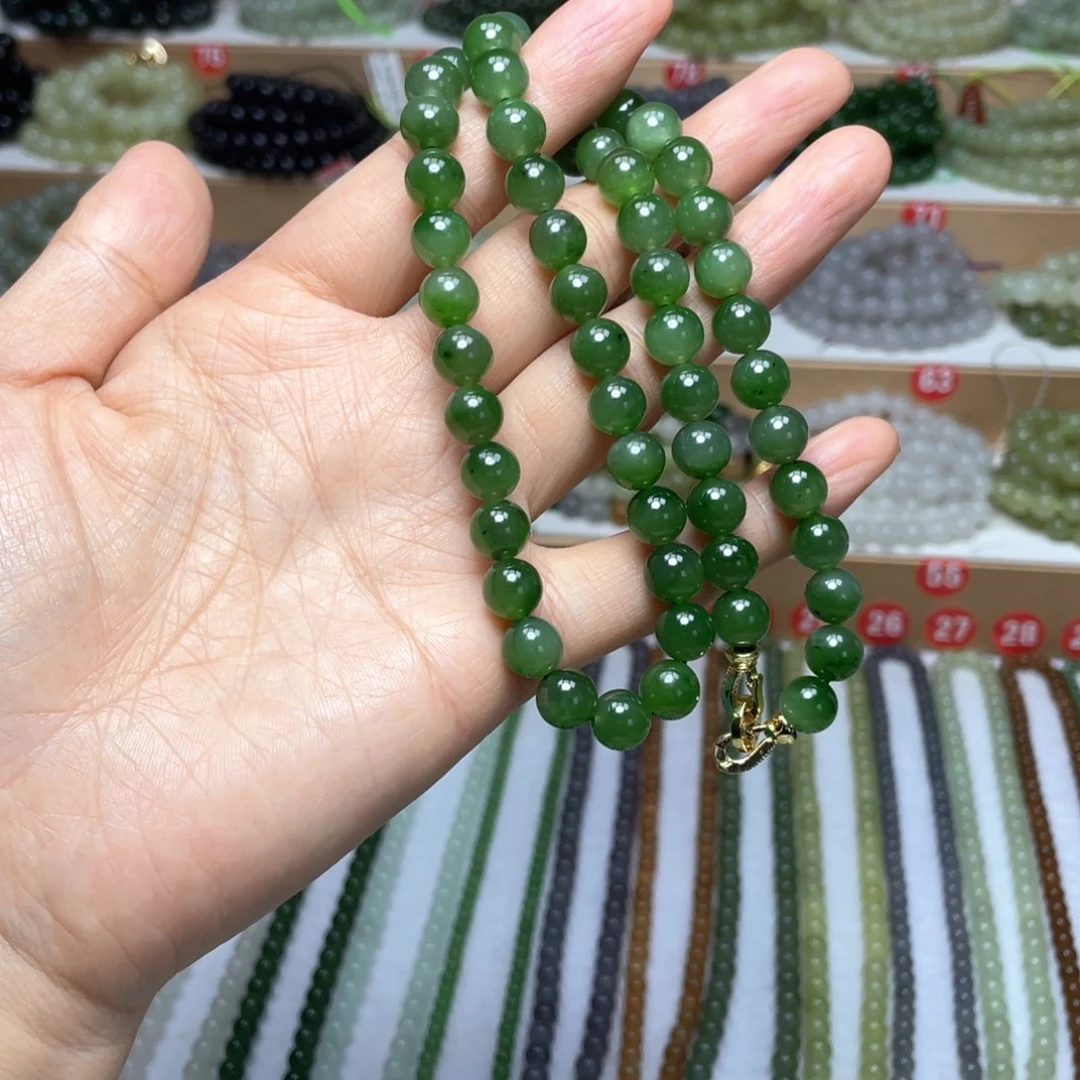 和田玉未镶嵌颈饰8mm