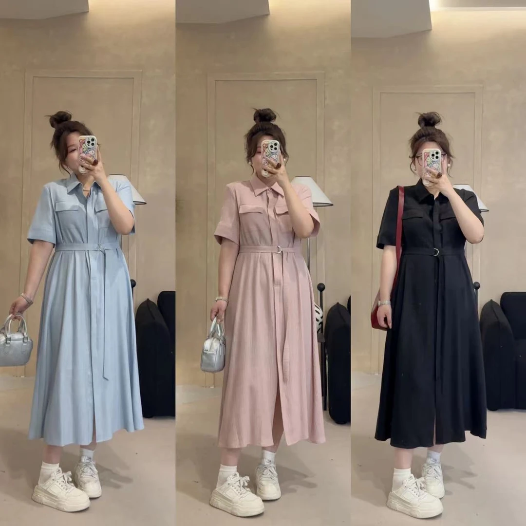 晶咕【海德街道】翻领系带收腰连衣裙显瘦气质时尚夏季法式减龄