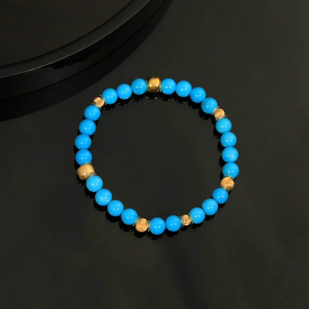 18k睡美人圆珠K金老型手串约6mm-YY0168AMB