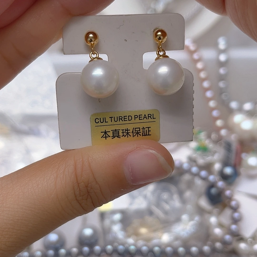 吊坠耳钉银S925镶嵌淡水珍珠