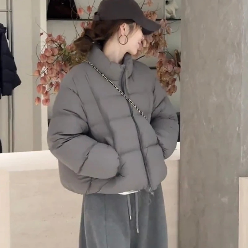 韩系立领短款棉服女款秋冬季2025新款保暖棉袄加绒加厚面包服外套