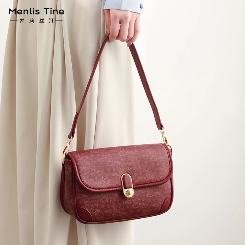 小众设计感印花腋下包包女2025新款红色新娘包时尚轻奢单肩斜挎包