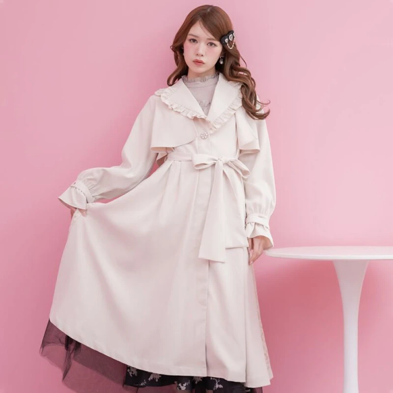 ROJITA · couture 背面蕾丝拼接长款风衣(C515135现货) ·