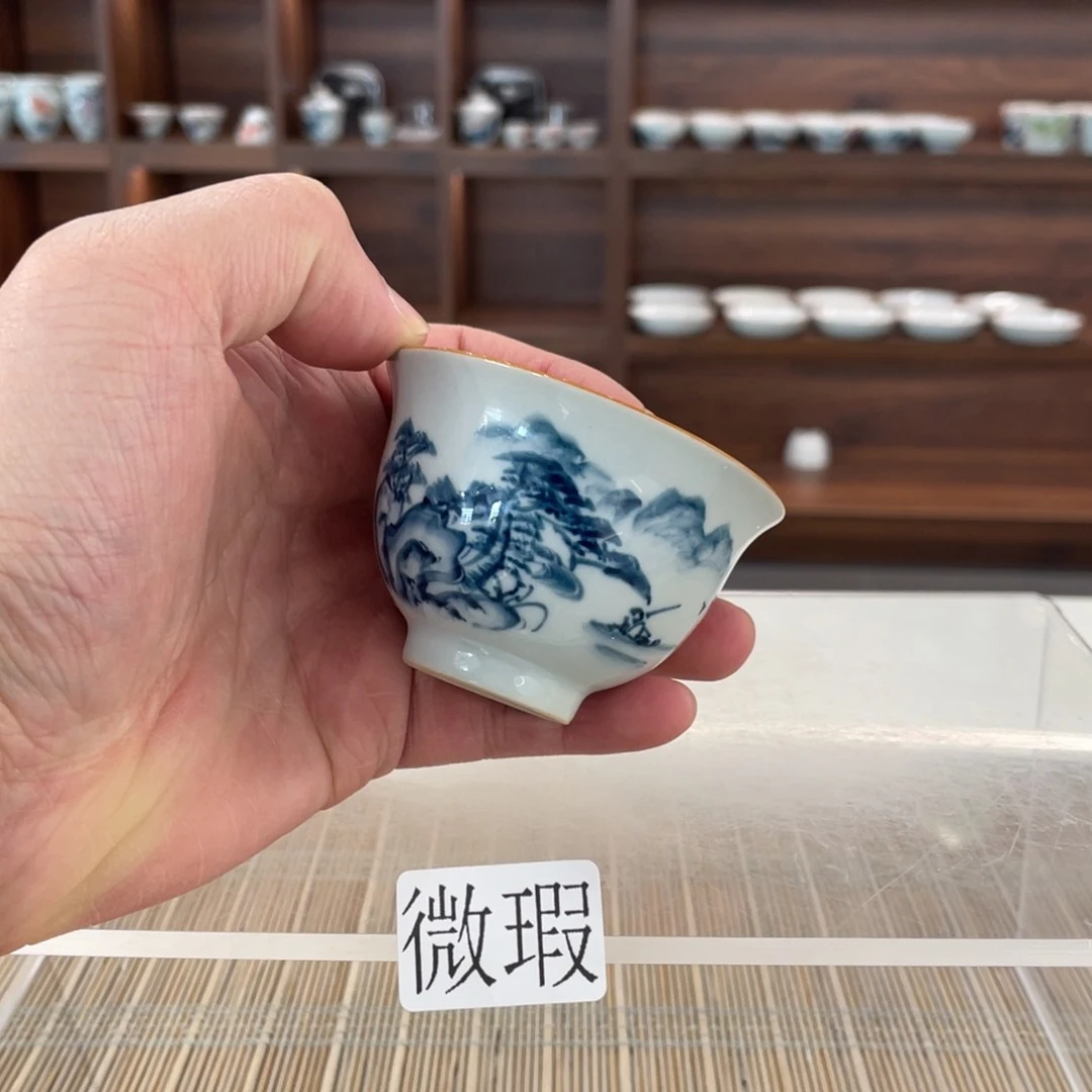 釉下手绘茶具微瑕