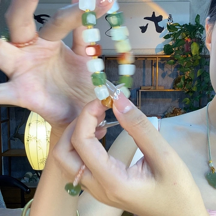 合金蛇纹石玉手链