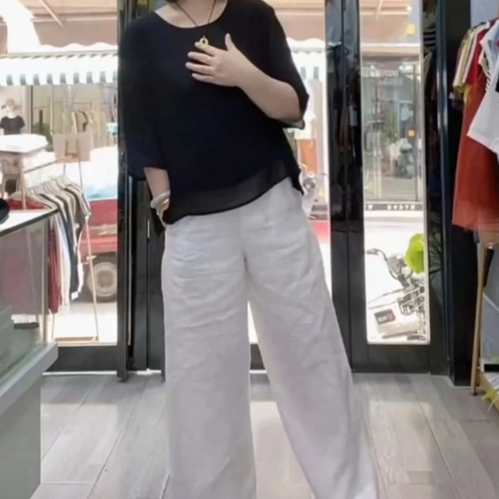 时尚百搭休闲潮流精品女装宽松上衣圆领T恤休闲裤子