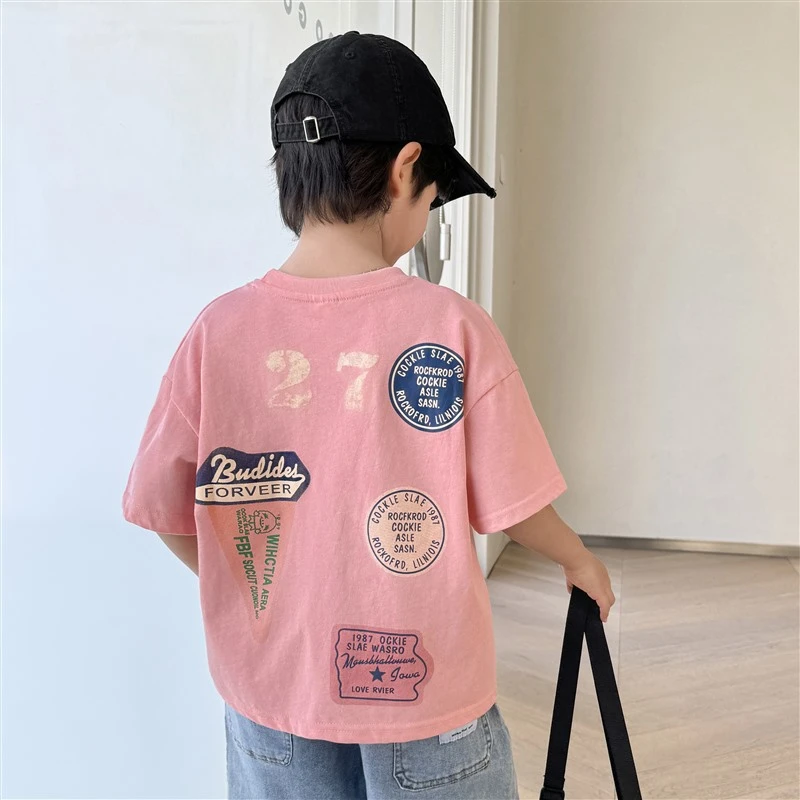 儿童T恤短袖夏装新款男童夏季纯棉T恤男孩子夏款百搭上衣韩版休闲