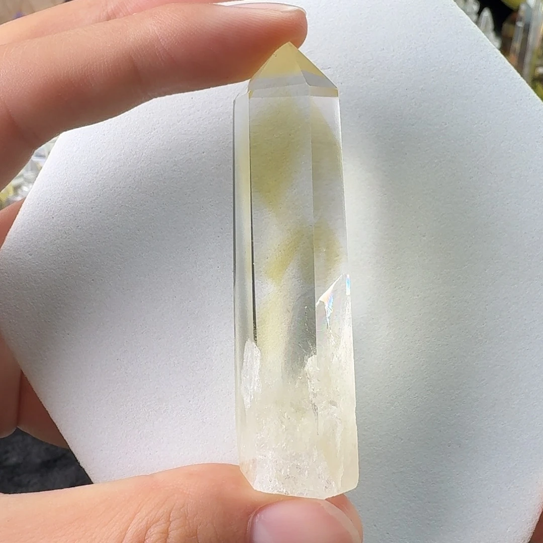 水晶珠宝半成品未镶嵌黄水晶蓝针彩虹