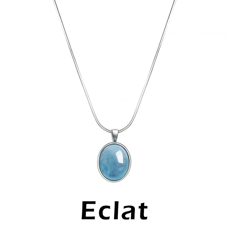 坠链均925银 海蓝色项链女夏季氛围感配饰冷淡风时尚小众锁骨链