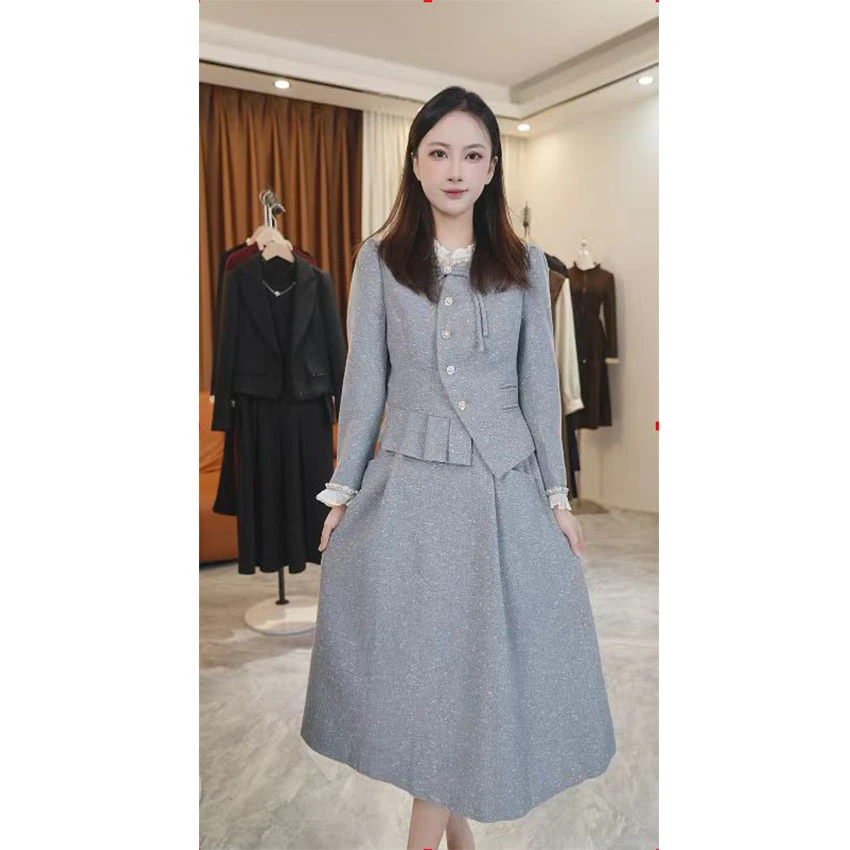 L615 新中式国风套装裙2024年秋季洋气减龄显瘦遮肉上衣半身裙