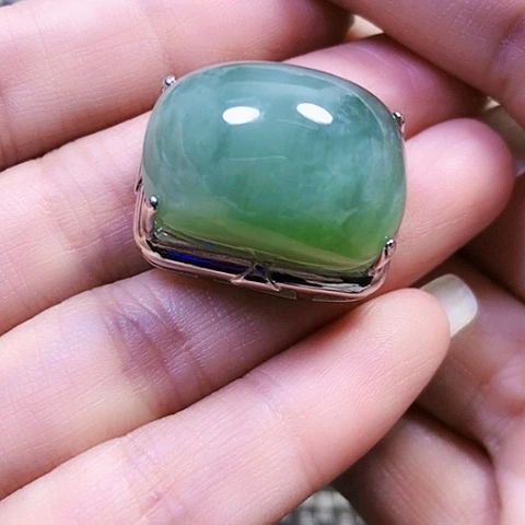 和田玉银S925镶嵌戒指