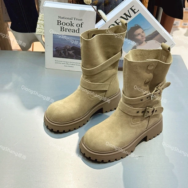 琼尚-新款厚底西部复古马丁靴