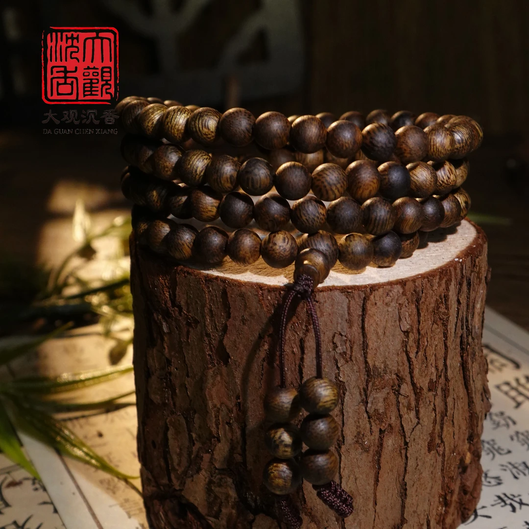 沉香【月斜香串】0.6圆珠长串沉香长串